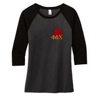 Greek Fraternity Red Incarnation Women's Tri-Blend 3/4-Sleeve Raglan Shirt