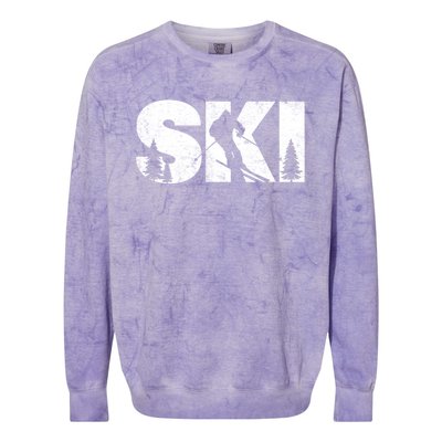 Gifts For Skiers Men Women Snow Skiing Alpine Downhill Ski TShirt Colorblast Crewneck Sweatshirt