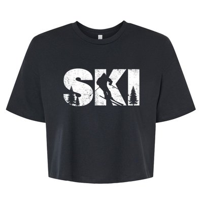 Gifts For Skiers Men Women Snow Skiing Alpine Downhill Ski TShirt Bella+Canvas Jersey Crop Tee