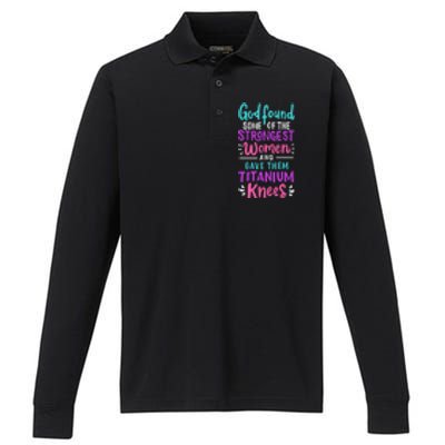 God Found Some Of The Strongest And Gave Them Titanium Funny Gift Performance Long Sleeve Polo