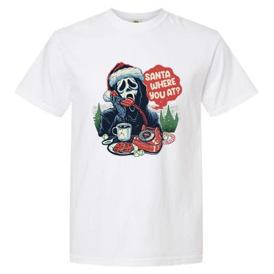 Ghost Face Santa Where You At Christmas Horror Dark Christmas Garment-Dyed Heavyweight T-Shirt