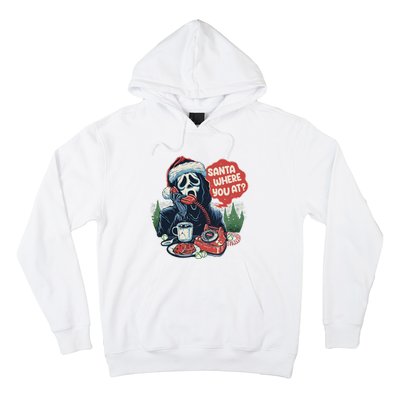 Ghost Face Santa Where You At Christmas Horror Dark Christmas Hoodie