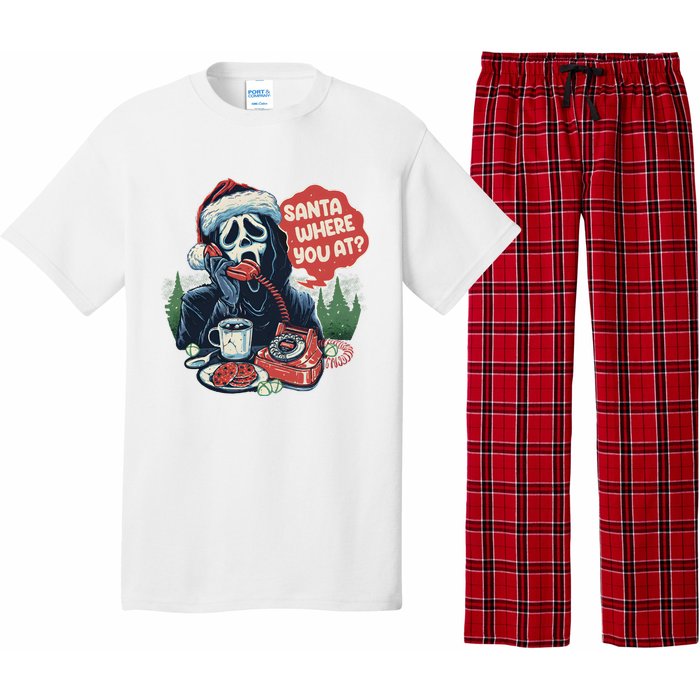 Ghost Face Santa Where You At Christmas Horror Dark Christmas Pajama Set