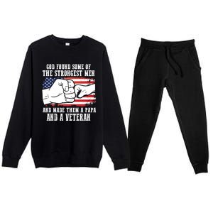 God Found Some Of And Made Papa And A Veteran Father Gift Premium Crewneck Sweatsuit Set