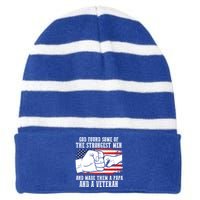 God Found Some Of And Made Papa And A Veteran Father Gift Striped Beanie with Solid Band