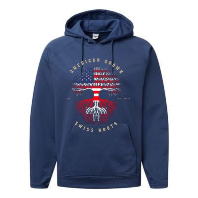 Gift For Swiss With Roots From Switzerland Performance Fleece Hoodie