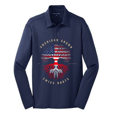 Gift For Swiss With Roots From Switzerland Silk Touch Performance Long Sleeve Polo