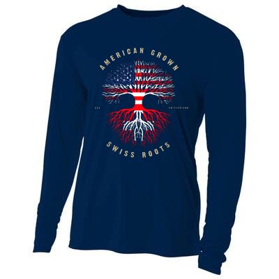 Gift For Swiss With Roots From Switzerland Cooling Performance Long Sleeve Crew