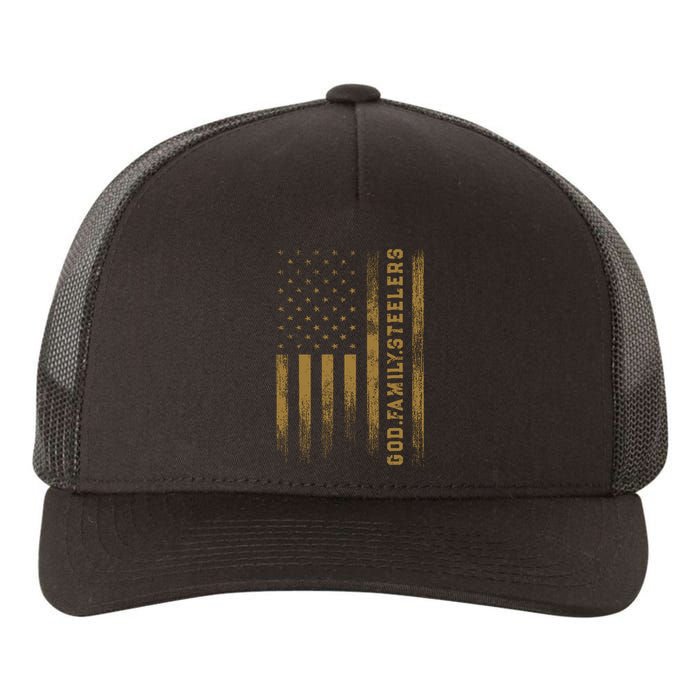 God Family Steelers Pro Us Flag FatherS Day Dad Yupoong Adult 5-Panel Trucker Hat