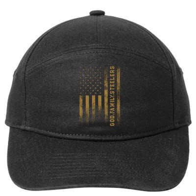 God Family Steelers Pro Us Flag FatherS Day Dad 7-Panel Snapback Hat