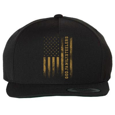 God Family Steelers Pro Us Flag FatherS Day Dad Wool Snapback Cap