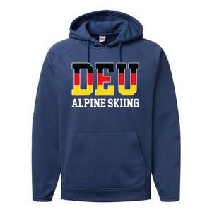 Germany Flag Skier German DEU Alpine Skiing Performance Fleece Hoodie