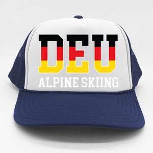 Germany Flag Skier German DEU Alpine Skiing Trucker Hat