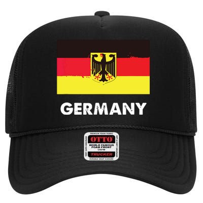 Germany Flag Shirts German High Crown Mesh Back Trucker Hat