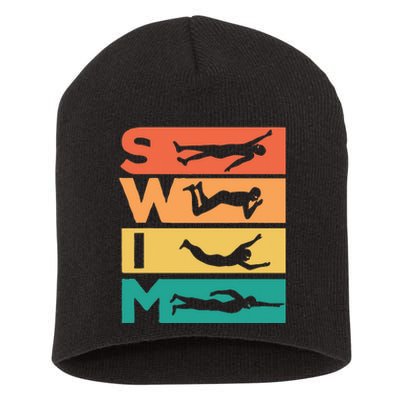 Gift For Swimmers Vintage Swimming player Short Acrylic Beanie