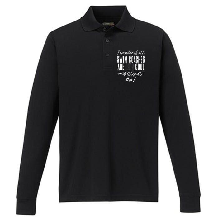 Gift for Swimming Coach Swim team swimming Performance Long Sleeve Polo