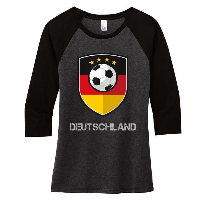 Germany Football Soccer Team Deutschland Women's Tri-Blend 3/4-Sleeve Raglan Shirt