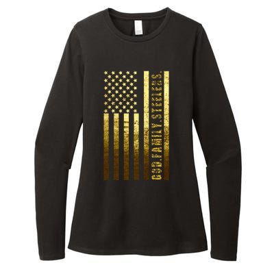 God Family Steelers Pro Us Flag Father's Day Dad Gift Womens CVC Long Sleeve Shirt