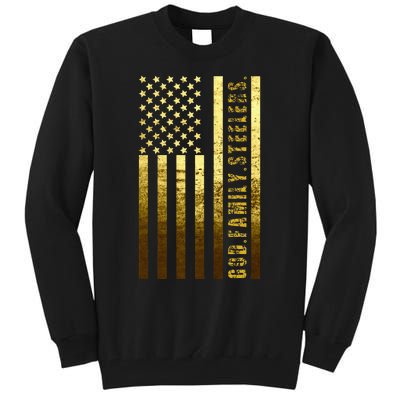 God Family Steelers Pro Us Flag Father's Day Dad Gift Tall Sweatshirt