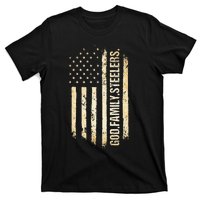 God Family Steelers Pro Us American Flag FatherS Day T-Shirt