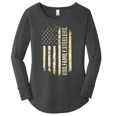 God Family Steelers Pro Us American Flag FatherS Day Women's Perfect Tri Tunic Long Sleeve Shirt