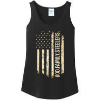 God Family Steelers Pro Us American Flag FatherS Day Ladies Essential Tank