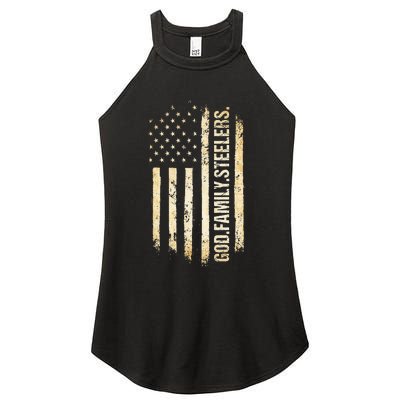 God Family Steelers Pro Us American Flag FatherS Day Women's Perfect Tri Rocker Tank