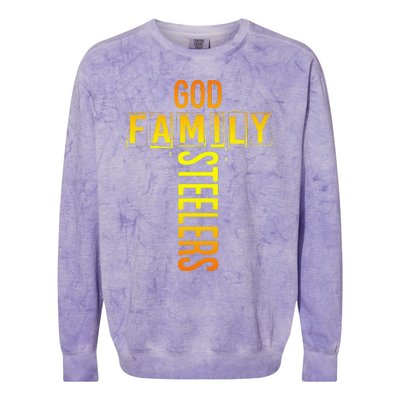 God Family Steeler Fathers Day Gift Tee Colorblast Crewneck Sweatshirt