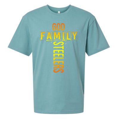 God Family Steeler Fathers Day Gift Tee Sueded Cloud Jersey T-Shirt