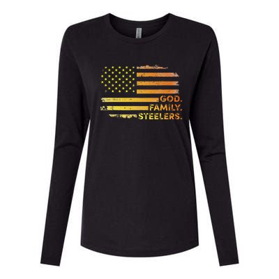 God Family Steelers Pro Us Flag Gift For Fathers Day Womens Cotton Relaxed Long Sleeve T-Shirt