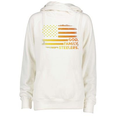 God Family Steelers Pro Us Flag Gift For Fathers Day Womens Funnel Neck Pullover Hood