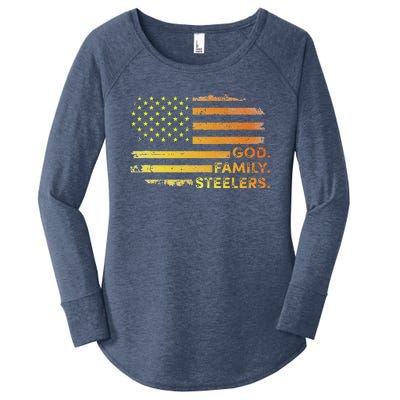 God Family Steelers Pro Us Flag Gift For Fathers Day Women's Perfect Tri Tunic Long Sleeve Shirt