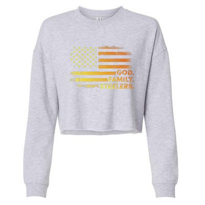 God Family Steelers Pro Us Flag Gift For Fathers Day Cropped Pullover Crew