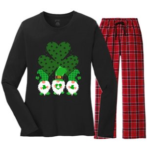 Gnomies Funny St Patrick's Day Women's Long Sleeve Flannel Pajama Set 