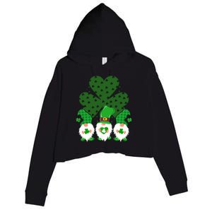 Gnomies Funny St Patrick's Day Crop Fleece Hoodie