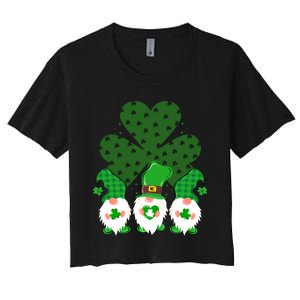 Gnomies Funny St Patrick's Day Women's Crop Top Tee