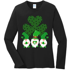 Gnomies Funny St Patrick's Day Ladies Long Sleeve Shirt