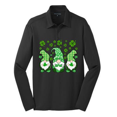 Gnomies Funny St Patrick's Day Silk Touch Performance Long Sleeve Polo