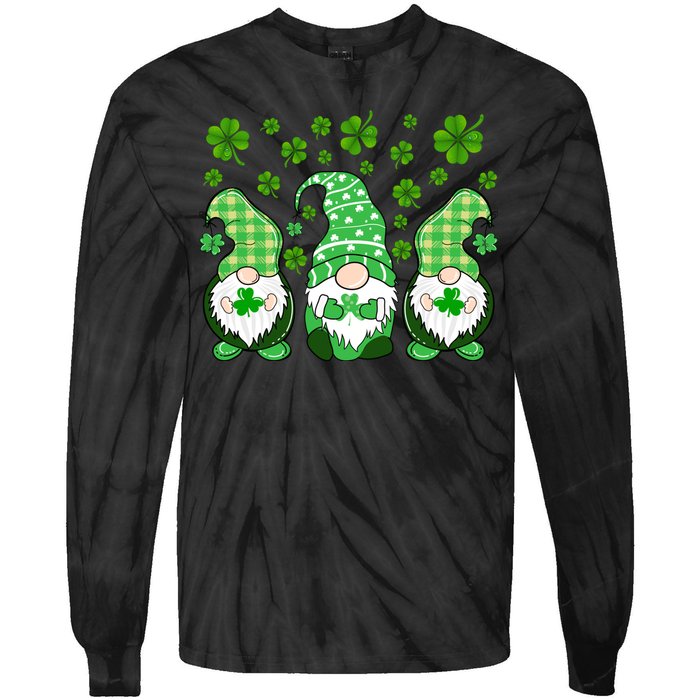 Gnomies Funny St Patrick's Day Tie-Dye Long Sleeve Shirt