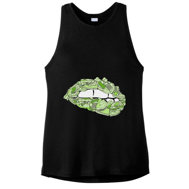 Green Female Sneakerhead Sneaker Lips Green Ladies PosiCharge Tri-Blend Wicking Tank