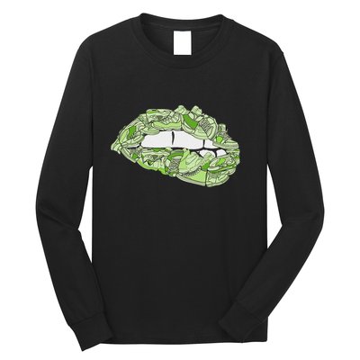 Green Female Sneakerhead Sneaker Lips Green Long Sleeve Shirt