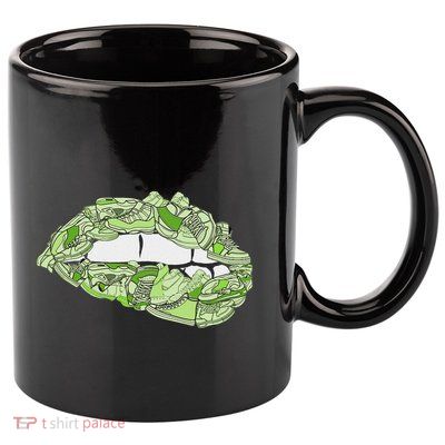 Green Female Sneakerhead Sneaker Lips Green 11oz C Handle Ceramic Mug