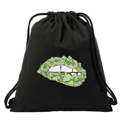 Green Female Sneakerhead Sneaker Lips Green Drawstring Bag