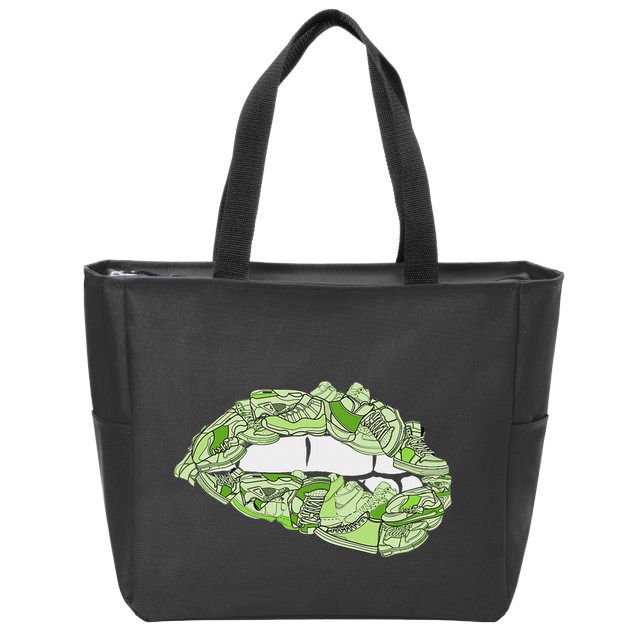 Green Female Sneakerhead Sneaker Lips Green Zip Tote Bag