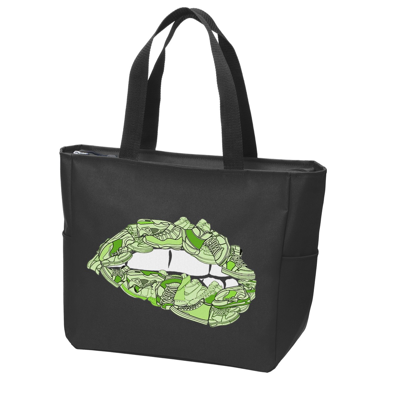 Green Female Sneakerhead Sneaker Lips Green Zip Tote Bag