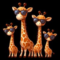 Giraffe Family Sunglasses Safari Zoo Lover Cartoon Giraffes Doggie Tank