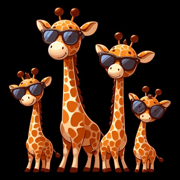Giraffe Family Sunglasses Safari Zoo Lover Cartoon Giraffes Doggie Tank
