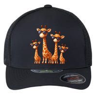 Giraffe Family Sunglasses Safari Zoo Lover Cartoon Giraffes Flexfit Unipanel Trucker Cap