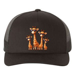 Giraffe Family Sunglasses Safari Zoo Lover Cartoon Giraffes Yupoong Adult 5-Panel Trucker Hat