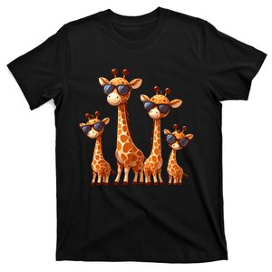 Giraffe Family Sunglasses Safari Zoo Lover Cartoon Giraffes T-Shirt